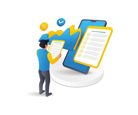 Analytical data checklist with business smartphone