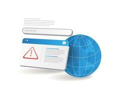 Internet security warning monitor window vector