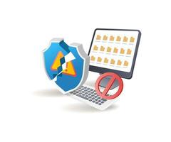 Technology computer data security warning vector