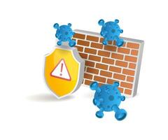 Wall secure virus attack warning vector