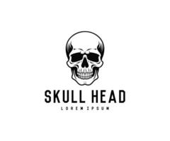 skull head illustration logo, vector, black and white vector