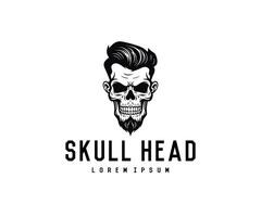 skull head illustration logo, vector, black and white vector