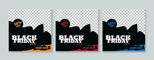 Creative vector modern black friday sale social media post template banner collection.