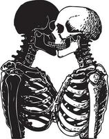Couple skeleton vector silhouette illustration