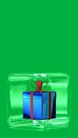 Contexte avec verre cube, vert filtrer, bleu cadeau, rouge ruban, unique conception, 3d rendre video