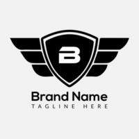 Wing Logo On Letter B Template. Wing On B Letter, Initial Wing Sign Concept Template vector