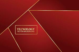 3d backdrop technology background with gold lines, red background and shadow suitable for banner technology presentations, and wallpaper vector illustration