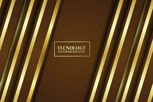 3d backdrop technology background with gold lines, brown cream background and shadow suitable for banner technology presentations, and wallpaper vector illustration