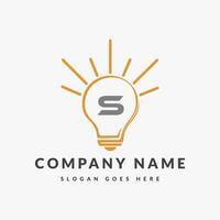 Letter S Electric Logo, Letter S With Light Bulb Vector Template.