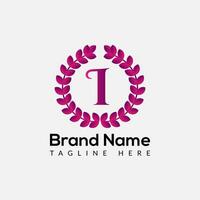 Leaf Logo On Letter I Template. Leaf On I Letter, Initial Fashion and Beauty Sign Concept vector