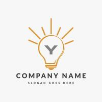 Letter Y Electric Logo, Letter Y With Light Bulb Vector Template.