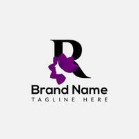 Beauty Logo On Letter R Template. Beauty On R Letter, Initial Fashion and Beauty Sign Concept vector
