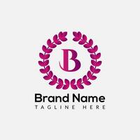 Leaf Logo On Letter B Template. Leaf On B Letter, Initial Fashion and Beauty Sign Concept vector