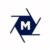 Initial Letter M Photography Logo Camera lens Concept. Photography Logo Combined M Letter Camera Sign Logo vector