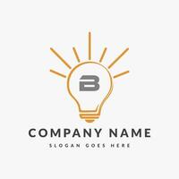 Letter B Electric Logo, Letter B With Light Bulb Vector Template
