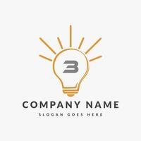 Letter 3 Electric Logo, Letter 3 With Light Bulb Vector Template