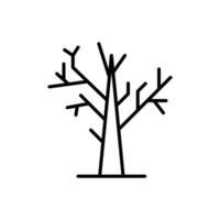 Dead tree icon. Simple outline style. Dry tree, leafless, trunk, old wood, nature concept. Thin line symbol. Vector illustration isolated.