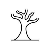 Dead tree icon. Simple outline style. Dry tree, leafless, trunk, old wood, nature concept. Thin line symbol. Vector illustration isolated.