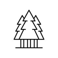 Pine tree icon. Simple outline style. Three trees, fir, evergreen, forest concept. Thin line symbol. Vector illustration isolated.