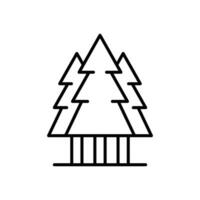 Pine tree icon. Simple outline style. Three trees, fir, evergreen, forest concept. Thin line symbol. Vector illustration isolated.