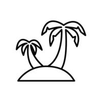 Palm tree icon. Simple outline style. Two palm trees on island, beach, nature concept. Thin line symbol. Vector illustration isolated.