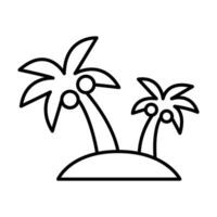 Palm tree icon. Simple outline style. Tropical, coconut, summer concept. Thin line symbol. Vector illustration isolated.