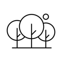 bosque árbol icono. sencillo contorno estilo. naturaleza bosque paisaje, exterior, roble, trompa, planta concepto. Delgado línea símbolo. vector ilustración aislado.