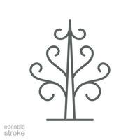 Dead tree icon. Simple outline style. Dry tree, leafless, trunk, old wood, nature concept. Thin line symbol. Vector illustration isolated. Editable stroke.