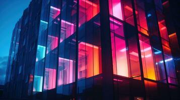 Dramatic Lighting and Lighting Effects with Color Gels and Unique Building Angles AI Generated photo