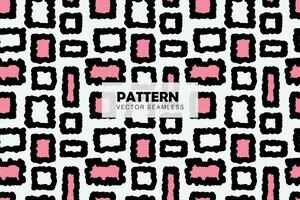 Abstract square wiggly lines pink and black shapes seamless repeat pattern vector