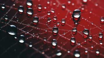 A Captivating Details of a Spider Web Covered in Dew Drops AI Generated photo