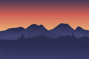 Flat minimalistic design panorama of a mountain landscape easy to change colors vector