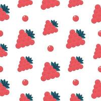 Seamless pattern with strawberry. Cute print with berries on white background. Colorful geometric pattern. Vector design for fabric, print, wrapper, textile. Cartoon flat style.