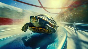 Turtle Clipart with White Light Enjoying Sunshine and Speed AI Generated photo