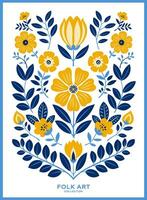 Folk Flowers Decorative Composition. Decorative backdrop for fabric, textiles, wrapping paper, cards, invitations, wallpaper, and web design. vector