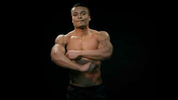 Muscular and fit young bodybuilder male video