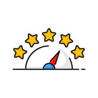 Quality rating scale icon, rank stars and arrow vector