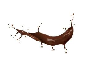 Realistic chocolate long wave splash, choco candy vector