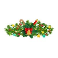 Christmas fir spruce branch with bell, garland vector