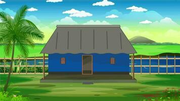 een klein huis in de oerwoud illustratie video