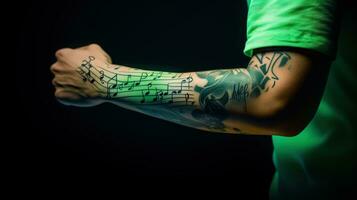 Artistic Ink A Creative Expression of Music nodes on Skin AI Generated photo