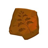 Ancient fossil, plant branch imprint in stone vector