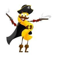 Cartoon Italian pasta pirate character, cavatappi vector