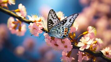 flores y mariposa naturalezas armonía y calmante esencia ai generado foto
