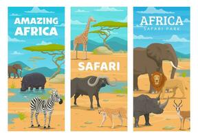 safari caza, africano animales parque, cazador deporte vector