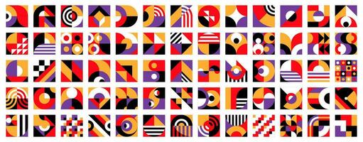 Bauhaus elements, retro design patterns set vector