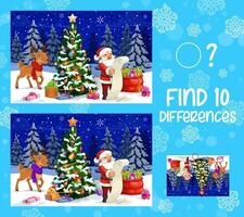 Find ten differences christmas game worksheet vector