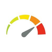 Speed performance gauge meter. Colorful speedometer with arrow needle vector icon.