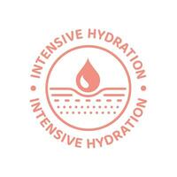 Intensive hydration vector label. Moisturizing skin care icon.