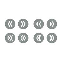 Circle next and back arrow icons. Swipe previous and more vector arrows icon set.